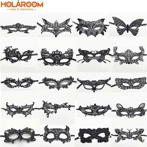 1PC Black Cutout Lace Mask Black Cool Flower Eye Mask for Masquerade Party Mask Fancy Dress Costume Halloween Party Decorations