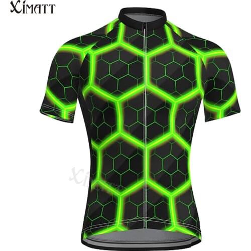 New Football Grid Mens Short Sleeve Cycling Jersey With Bib Summer Polyester Green Bike Quick Dry Stretchy Soccer Shirts