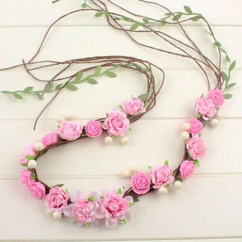 Mori Girl Rose Flower Crown Headdress Headband Beach Holiday Photo Wedding Party Hair Accessories Bridal Head Wreath Hairbands
