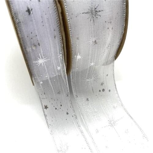 5Yards 25/40mm Starlight Dotted Tulle Glitter Ribbon Organza Mesh Fabric Belt DIY Craft Accessories Hair Clip Bow Accessories#01