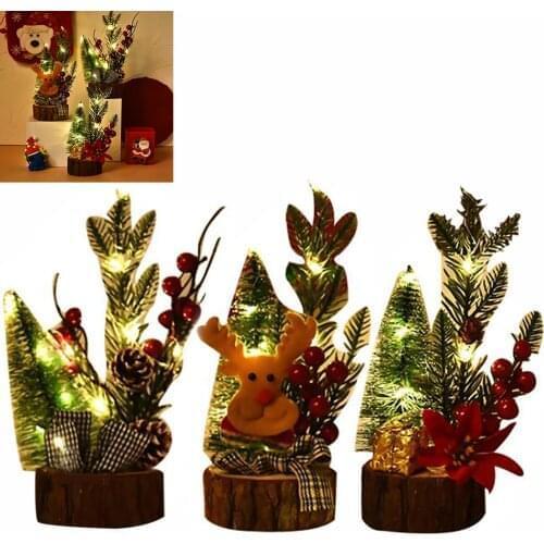 Mini Wooden Led Christmas Tree Desk Table Decoration Gift Cute Xmas Decor 2
