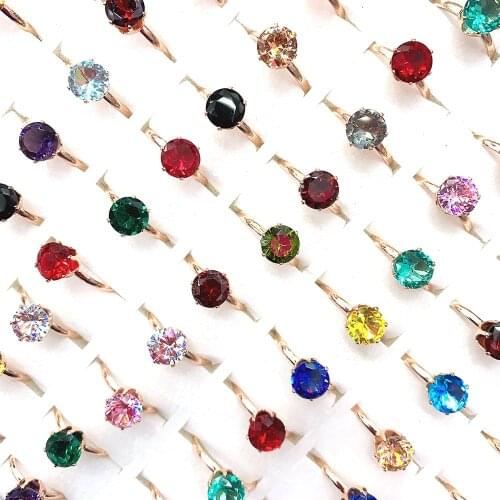 Fashion Round Colourful Glass Crystal Rings For Women Wedding Bands Jewelry Accessories Exquisite Rings Sets