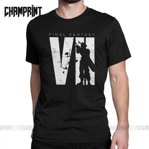 Men T-Shirts Final Fantasy Squall 100% Cotton Tee Shirt Short Sleeve FF7 Video Game Strife Shinra Chocobo T Shirt Clothing