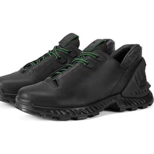 Men Genuine Leather Running Shoes Lace Up Black Jogging Sports Shoes Autumn Winter New Street Style Cowhide Outdoor Trainers