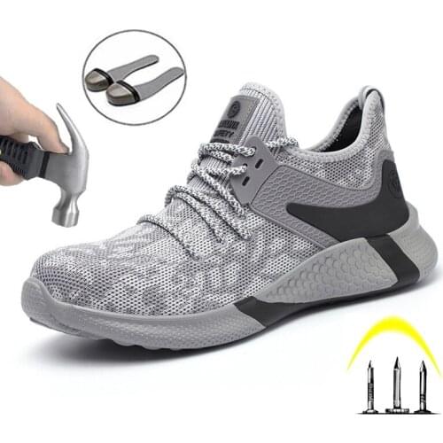 Mens Steel Toe Cap Breathable Safety Shoes Puncture-Proof Work Boots Indestructible Sneakers Dropshippin