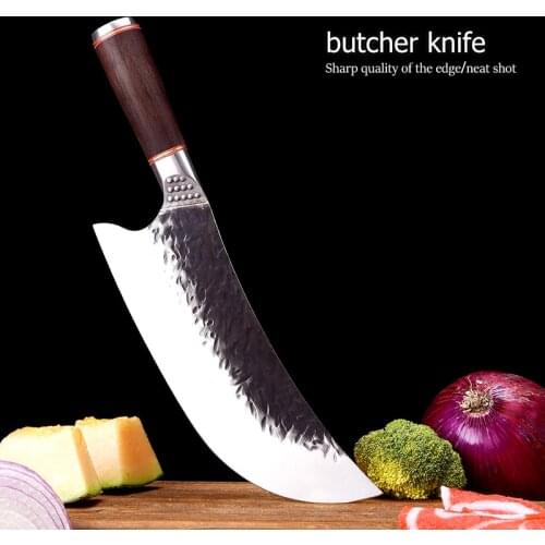 GZV Chef Knife Handmade Forged High-carbon Clad Steel Kitchen Knives Cleaver Filleting Slicing Broad Butcher Knife Gift Holster