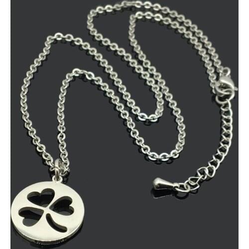 Clover Leaf Charm Stainless Steel Chain Necklace High Quality Stainless Steel Four Leaf Clover Pendant Chain Wish Necklace
