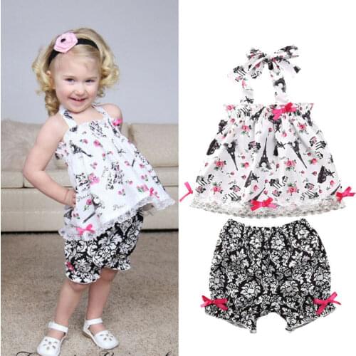 Toddler Baby Girl 2CPS Clothes Outfits Paris Tower Mini Skirt Shorts Pants