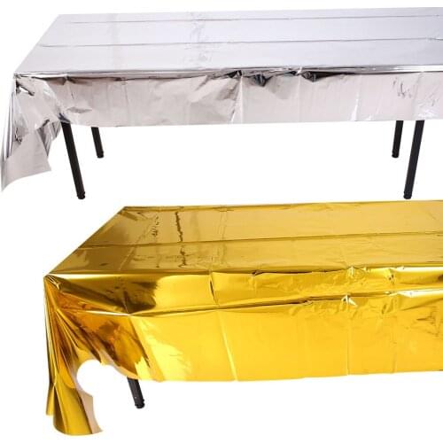 1Pcs Aluminum Foil Tablecloth Disposable Table Cloth Golden Silver Rose Gold Cloth for Wedding Birthday Party Home Decor