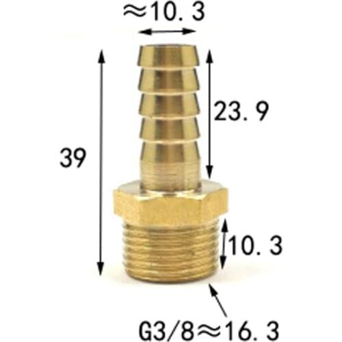 Especially Thick DN10 3/8" BSP Male x 10mm Hose Barb Tail Brass Coupling Joint Pipe Fitting Water Gas