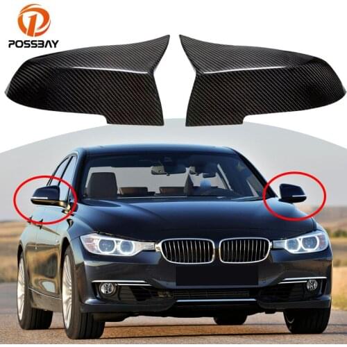 POSSBAY 1 Pair Real Carbon Fiber Replace Side Rearview Mirror Cover Ox Horn Kits for BMW F20 F21 F22 F23 F87 F30 Exterior Parts