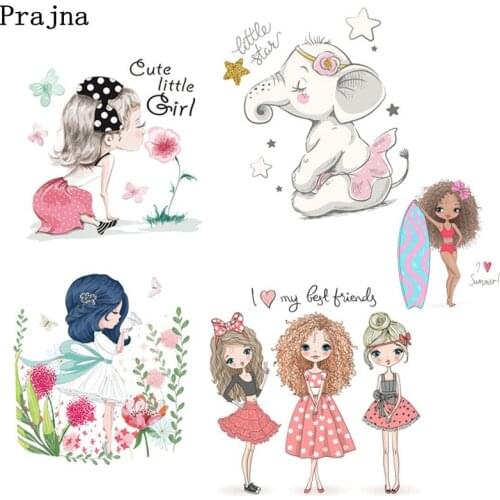 Prajna Fashion Beauty Girl Unicorn Heat Transfers Ironing Stickers Heat Transfer Vinyl Clothes Patch DIY Accessories Applique