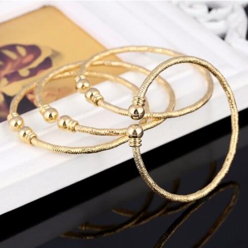 Simple Style Bangle Fashion Jewelry Wholesale Men Women Gift Gold Color Copper Round Bracelets Bangles