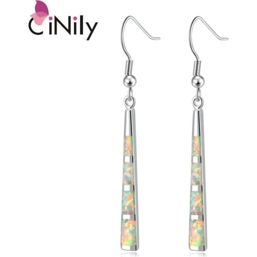 CiNily Fashion Jewelry Synthesis Opal Earrings Silver Plated Fire Opal Earrings for Woman Fashion Dangle Earrings Jewelry OH3532