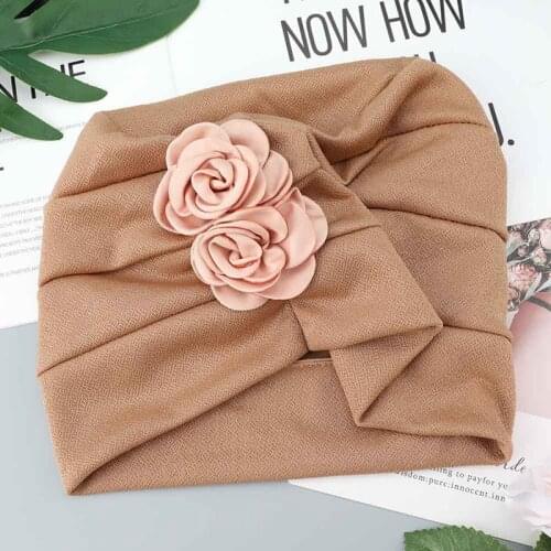 Women Large Flower Model Headscarf Chemotherapy Cap Western Style Ruffle Chemo Hat Beanie Scarf Turban Wrap Hedging Cap