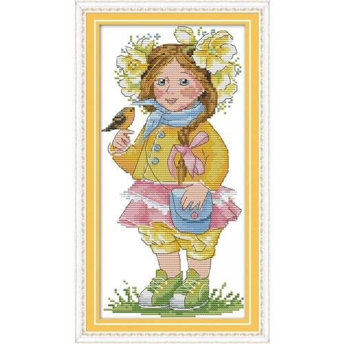 Everlasting Love Spring Girl Chinese Cross Stitch Kits Ecological Cotton Clear Printed 14 11CT DIY Christmas Wedding Decoration