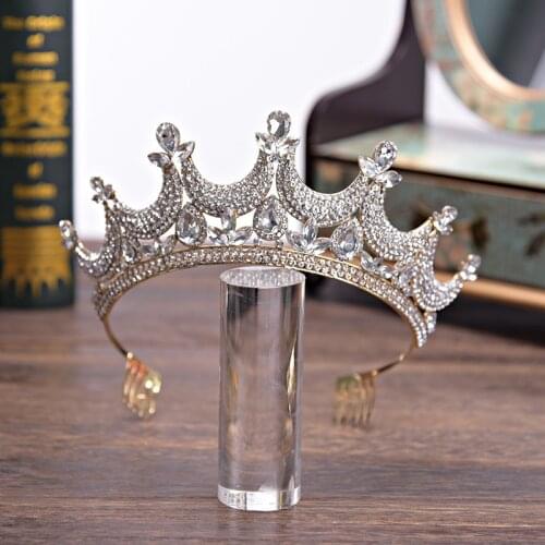 DIEZI Koran Gold Color Princess Full Crystal Crown Tiaras For Women Luxury Rhinestone Girls Tiaras Bride Wedding Hair Jewelry