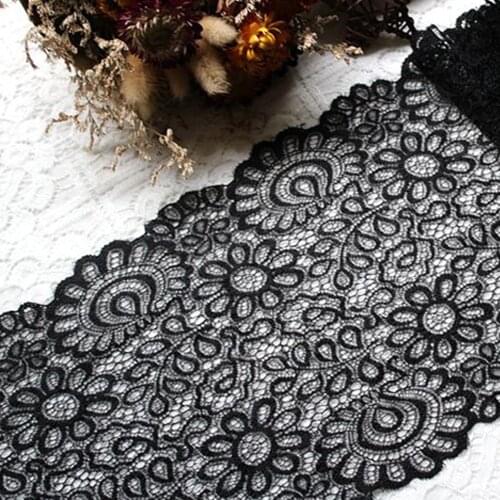 1m white/black elastic lace Ribbon Fabric DIY Garment Accessories Sewing Lace Trim French hollow underwear Fabric