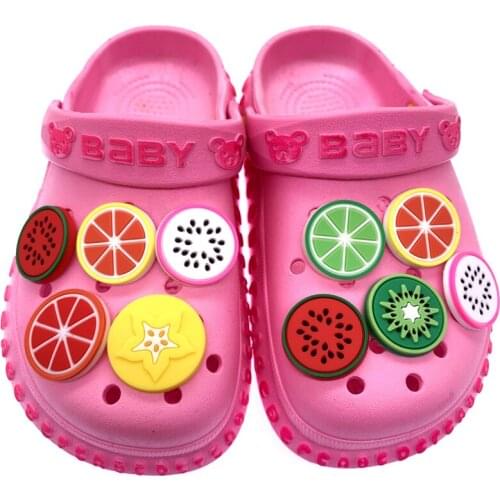 10PCS New Arrival Fruit Shoes Charms Lemon Watermelon Kiwi Croc Jibz Decoration Wristband Accessories Girls Party Gifts