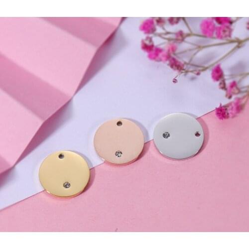 100% Stainless Steel Circle Round Charm Blank For Engrave 15mm Metal Disc Charm Circle Tag Mirror Pilished Wholesale 20pcs