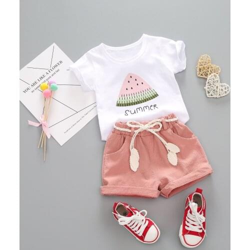 Summer Baby Clothes Children Fashion Boys Girls Cartoon Watermelon T-Shirt+Shorts 2Pc/Set Toddler Casual Clothing Kids Tracksuit