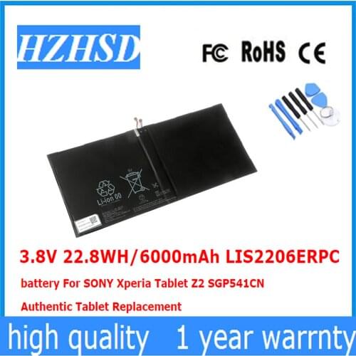 3.8V 22.8WH/6000mAh LIS2206ERPC battery For SONY Xperia Tablet Z2 SGP541CN Authentic Tablet Replacement