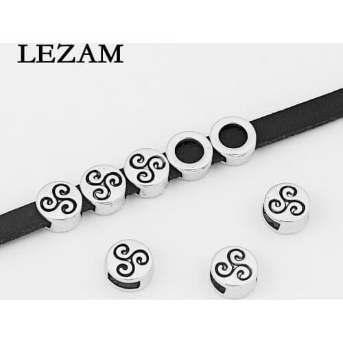 30 Pcs Antique Leather Rope Slide Beads 5*2mm Leather Jewelry Three-arm Figure Flat Leather Rope Beads