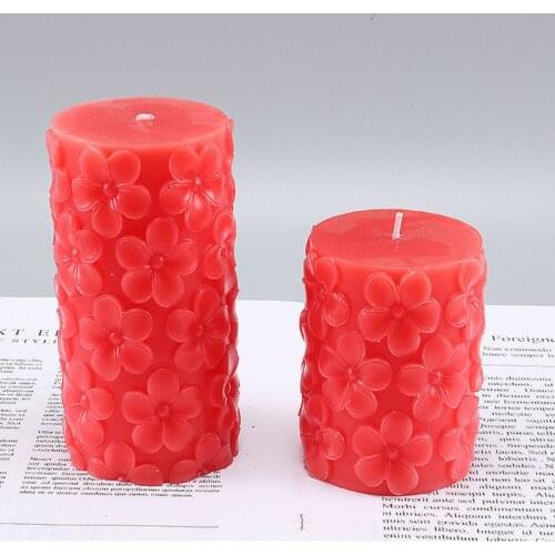 3D Cylindrical Flower Plastic Candle Mold Wax Soap Making DIY Craft Decorating Tool Easy Release E56C