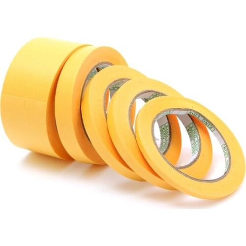 6mm/10mm/12mm/18mm/50mm Yellow Tape Adhesive Insulation Mylar Tape Masking Paint Spray Paper Tape 50M