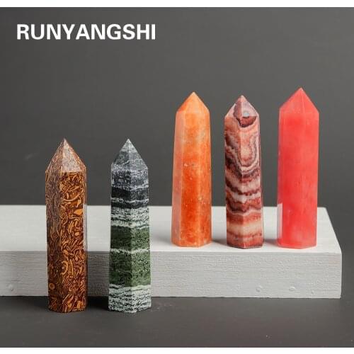 7-8cm Natural Crystal Point Quartz Rainbow Wand Crystal Column Rose Quartz Rock Mineral Specimen Home Decor Reiki Healing stone