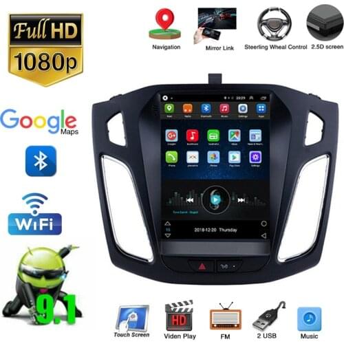 9.7" Vertical Screen Android 9.1 Car Radio Stereo Head Unit GPS Navigation For 2012-2015 Ford Focus Car Multimedia Video Player