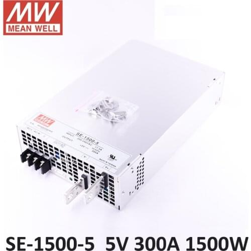 Original Meanwell 1500W 300A 5V Power Supply SE-1500-5 AC 220V to DC 5V PSU MEAN WELL switch mode Power Supply 5V 300A UL