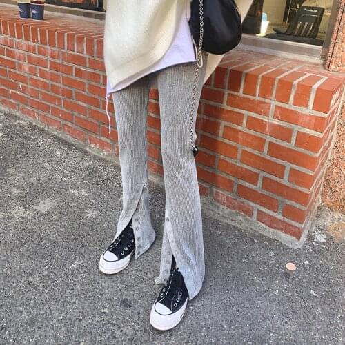Alien Kitty Solid Women Long Pants Corduroy Split Casual Flare Pants Female Trousers High Waist Office Lady Straight Loose