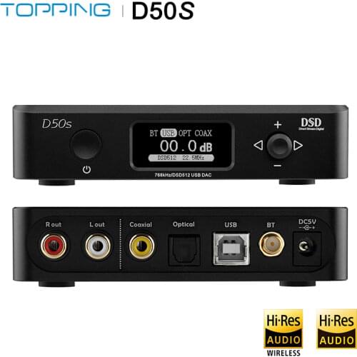 TOPPING D50S USB DAC Dual ES9038Q2M Bluetooth 5.0 HiFi Audio Desktop Decoder Hi-res PCM 32bit/768k DSD512 LDAC/AAC/SBC/aptX