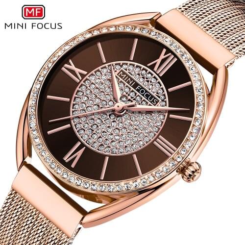MINI FOCUS Women Watch New Fashion Diamond Quartz Watch Business Ladies Dress Watches Top Brand Luxury Steel Strap Montre Femme