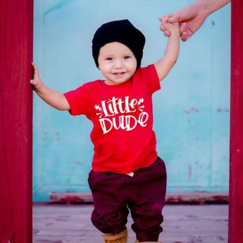 Little Dude Print Kids Tshirt Funny Toddler Boys Girls Short Sleeve Letters Printed T-shirt Casual Children Fashion T Shirt Tops