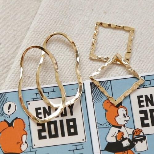 Designer frame series 2 kinds of hand-made DIY earrings with 18K copper plated real gold geometric frame