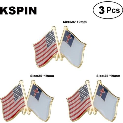 U.S.A & Christian Frendship Lapel Pin Brooches Pins Flag badge Brooch Badges