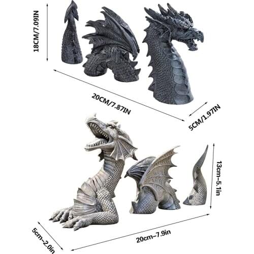 Gothic Dragon Statues Dragon Figures Art Garden Decoration Fantasy Animal Sculptures Ornaments for Patio Front Garden Lawn