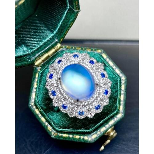 LR712 Fine Jewelry 18K Gold AU750 Sri Lanka Origin Natural Moonstone Gemstone 4.57ct Females Rings for Women Fine Rings