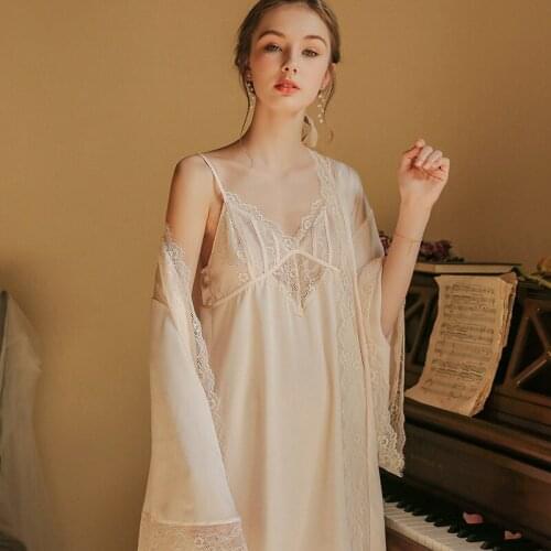 Pink 2pcs Robe&nighty Set Satin Bride Bridesmaid Wedding Robe Female Sleepwear With Lace Trim&Belt Summer Nightgown Kimono Gown