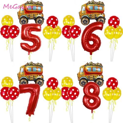 12X Construction Birthday Party Supplies Balloon 32inch Number Ballon Decor Tractor Blender Dump Trucks Party Decor for Kids Boy