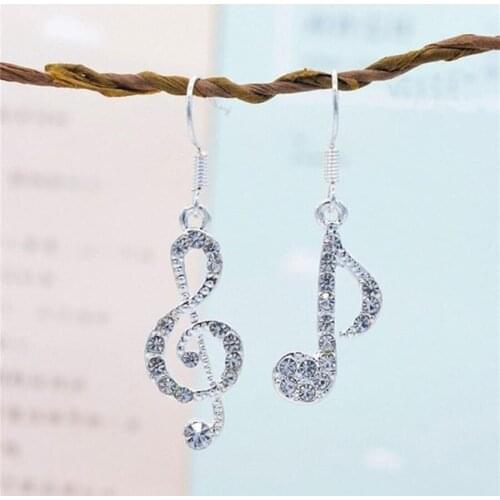 Creative Crystal Music Note Ear Stud For Women Girl Trendy Geometric Music Asymmetrical Earrings Jewelry Gift