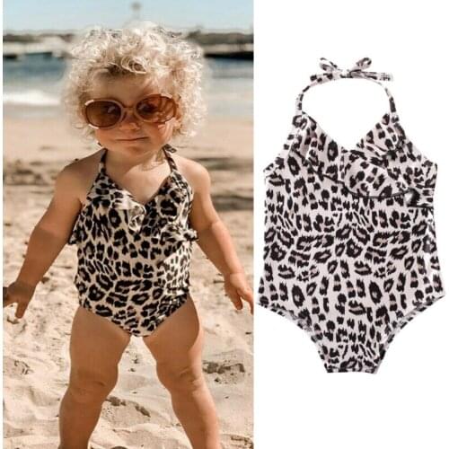 Newborn Toddler Kids Baby Girl Leopard Print Swimwear Swimsuit Bikini Bathing Suit
