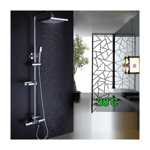 Bathroom Shower Set Brass Chrome Wall Mounted Shower Faucet Shower Head Water Saving Nozzle Aerator thermostatic shower column
