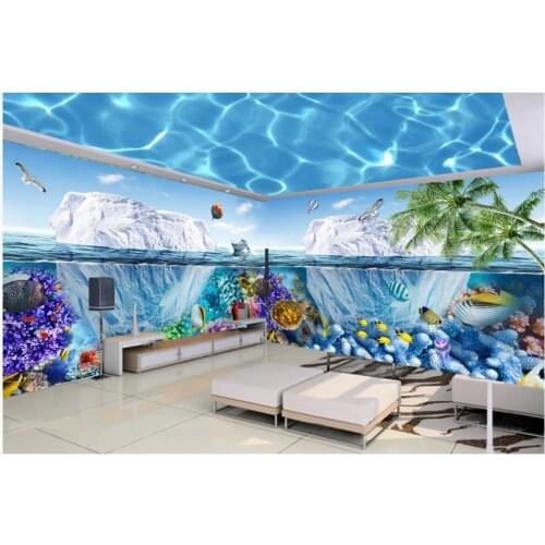 Custom photo mural 3d wallpaper Sea World Iceberg Fish Turtle full house backdround decor living room wallpaper for wall 3 d