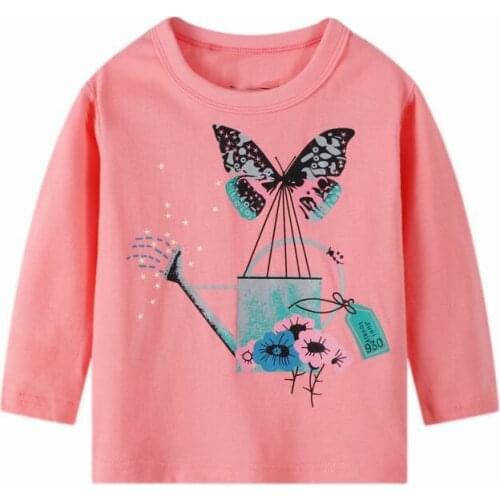 2-7 Years Children Kids Tops T Shirt New Spring Baby Boy Girls Long Sleeve Butterfly T Shirt Cotton Children Shirts Clothes