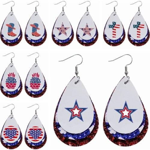 Fourth of July Stars Patriotic Earrings 6 Pairs / Set -Usa Boots Flag United States Western Cowboy Cuttable