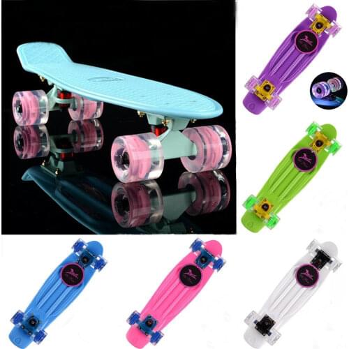 Flash Wheel Penny Board Mini Cruiser Board Retro 22 Inch Travel Portable Skateboard Complete Ready To Ride Fish Boards