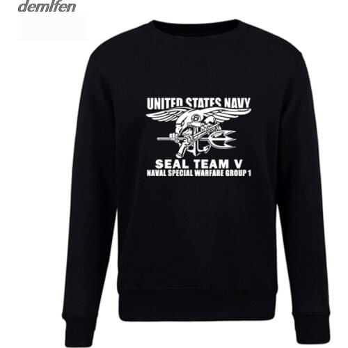 Autumn Winter Casual Men Pullover Sweatshirt Seal Team Navy Group Hoodie Male Hip Hop Cool Tops Harajuku Streetwear Fitness